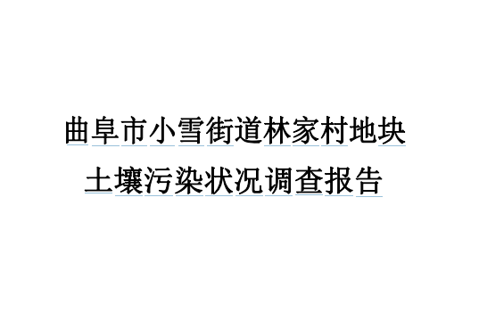曲阜市小雪街道林家村地块&nbsp;土壤污染状况调查报告